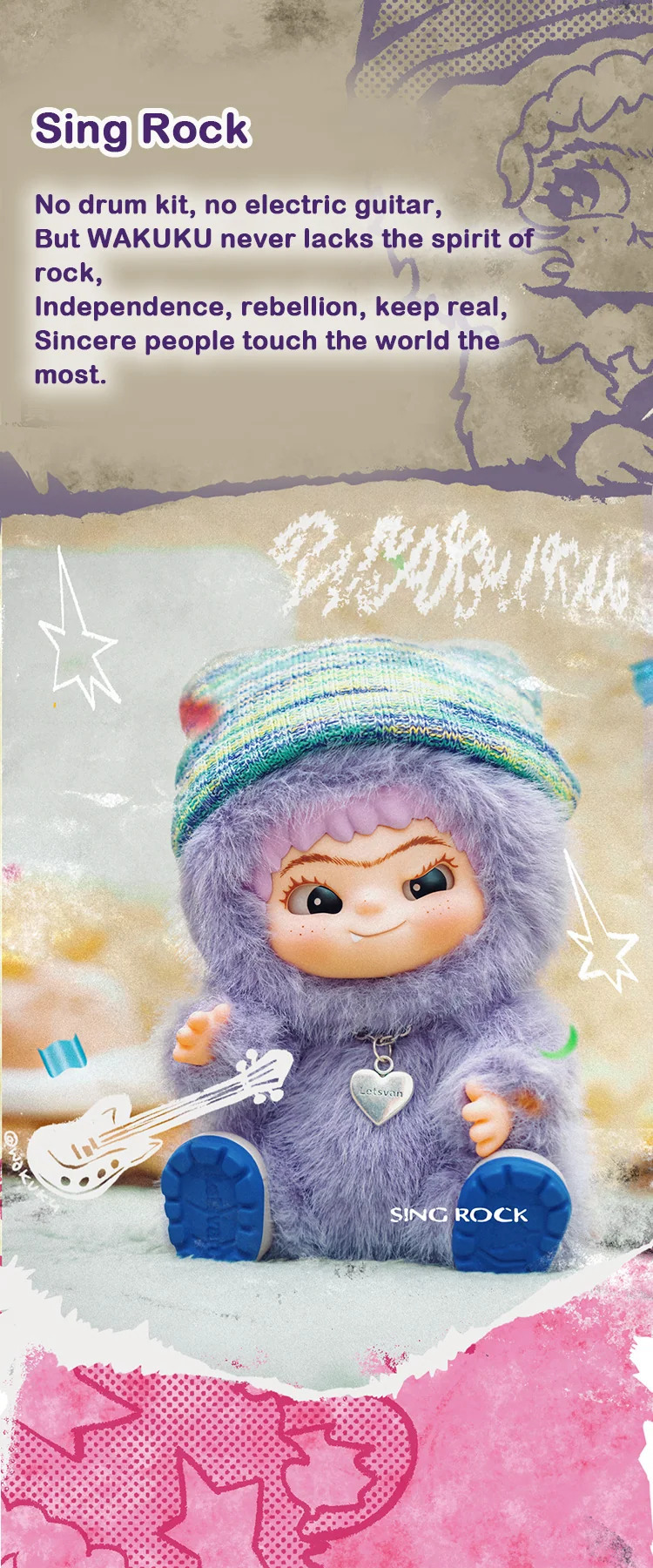 Fuzzy Trendy Fun Party Series Plush Blind Box - Sing Rock